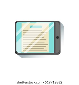 Tablet With Document To Read On Screen Office Worker Desk Element,