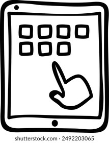Tablet Doodle Hand-drawn Vector Icon