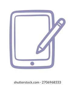 Icono del doodle de la tableta. Vector doodle ilustración icono aislado en blanco bg.