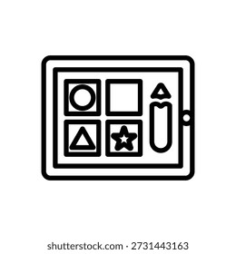 Symbol für Tablet-Zeichnung, Linien-Vektorgrafiken