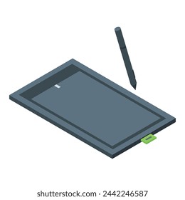 Tablet draw web design icon isometric vector. Electronic product. Css language