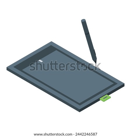 Tablet draw web design icon isometric vector. Electronic product. Css language