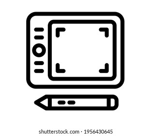 tablet drawing pen single isolated icon with outline style