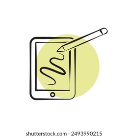 Tablet Drawing Pen Vector Icon Design