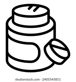 Tablet drug bottle icon outline vector. Aid case clinic. Dissolve sugar drug