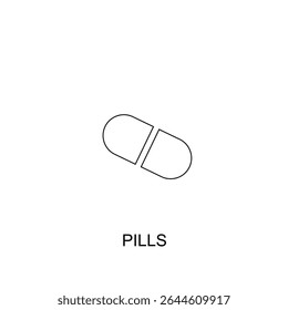 Tablet Drug line vector, line icon pill illustration of pills, medical pharmacy pills for drugs antibiotics, vitamins or aspirin tablets. white blisters isolated outline icon with pills and capsule