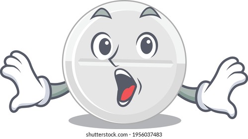 Tablet drug mascot design concept showing a amazed gesture. Vector illustration