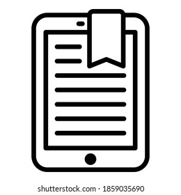 Icono del libro de Tablet PC. Icono del vector del libro de guiones para el diseño web aislado en fondo blanco