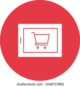 Tablet, ecommerce, en línea, imagen vectorial de icono de compra. También se puede usar para comprar y para el ecommerce. Idóneo para aplicaciones web, aplicaciones móviles y medios impresos.