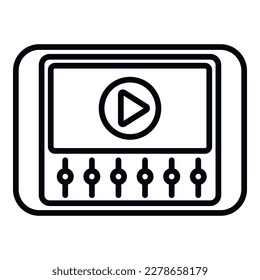 Tablet edit video icon outline vector. Montage film. Animation footage