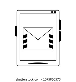 Tablet and email in black and white colors