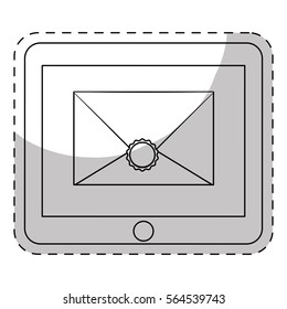 tablet with envelope icon over white background. vector illustration