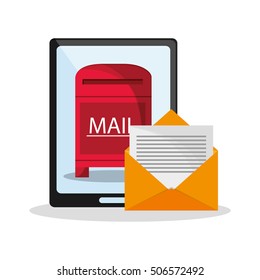 Tablet and envelope of mail concept