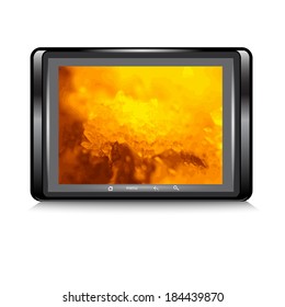  Tablet with a fantastic background on the screen. Vector