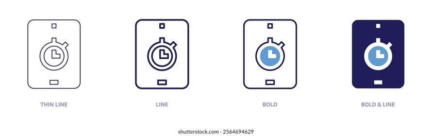 Tablet figures icon in 4 different styles. Thin Line, Line, Bold, and Bold Line. Duotone style. Editable stroke.