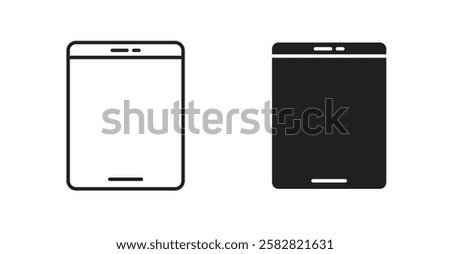 Tablet filled and outlined icons vectors on white background