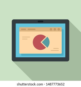 Tablet finance pie chart icon. Flat illustration of tablet finance pie chart vector icon for web design