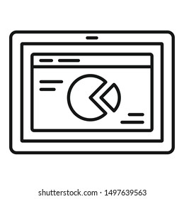 Tablet finance pie chart icon. Outline tablet finance pie chart vector icon for web design isolated on white background