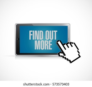 tablet find out more text sign concept illustration isolated over white.