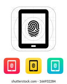 Tablet fingerprint icon. Vector illustration.