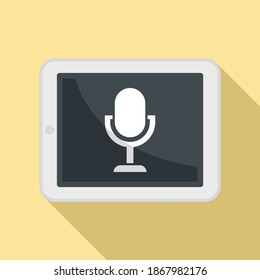 Tablet flash screen recording icon. Flat illustration of tablet flash screen recording vector icon for web design