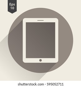 Tablet Flat Icon. Simple Sign Of Technology. Realistic Modern Tablet Symbol. Isolated On Colored Background. Mock Up Vector Illustration