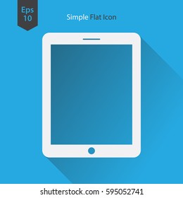 Tablet Flat Icon. Simple Sign Of Technology. Realistic Modern Tablet Symbol. Isolated On Colored Background. Mock Up Vector Illustration