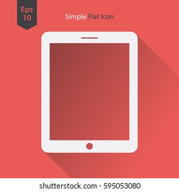 Tablet Flat Icon. Simple Sign Of Technology. Realistic Modern Tablet Symbol. Isolated On Colored Background. Mock Up Vector Illustration