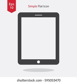 Tablet Flat Icon. Simple Sign Of Technology. Realistic Modern Tablet Symbol. Isolated On Colored Background. Mock Up Vector Illustration