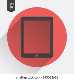 Tablet Flat Icon. Simple Sign Of Technology. Realistic Modern Tablet Symbol. Isolated On Colored Background. Mock Up Vector Illustration