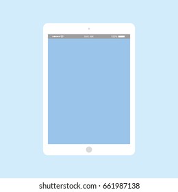 Tablet flat style icon eps10. white tablet with blue screen on blue background. Tablet fron view computer vector eps10.