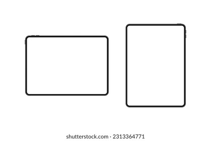 Tablet. Flat, white, tablet mockup. Vector illustration.