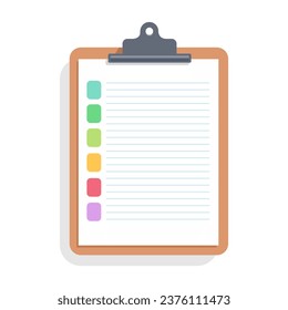 Tablet folder with colored squares. Flat design. Vector illustration.