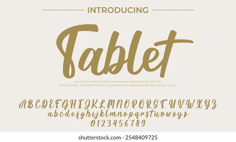 Tablet Font Stylish brush painted an uppercase vector letters, alphabet, typeface