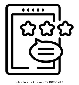 Tablet Food Review Icon Outline Vector. Critic Research. Quality Certificate