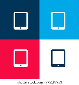 Tablet four color material and minimal icon logo set in red and blue