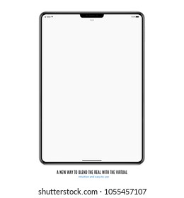 tablet frameless with blank touch screen saver isolated on white background. realistic and detailed device mockup. stock vector illustration