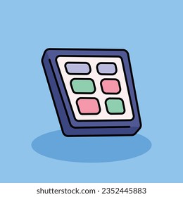 Ilustración de dibujos animados vectoriales gratuitos de Tablet.Concepto de iconos de signos y textos para adolescentes aislados. estilo de dibujos animados planos