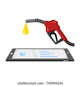 Tablet with fuel dispenser isolated on white background. Vector for your web site design, logo, app, UI. Vector illustration, EPS