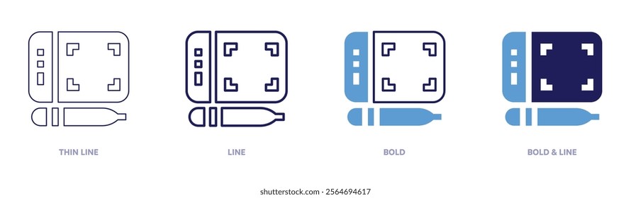 Tablet functions icon in 4 different styles. Thin Line, Line, Bold, and Bold Line. Duotone style. Editable stroke.