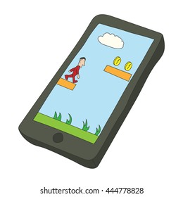 Tablet game console icon in cartoon style isolated on white background