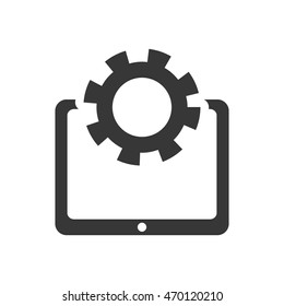 tablet gear gadget technology media icon. Isolated and flat illustration. Vector graphic