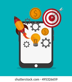 Tablet gears and bulb of office and work design