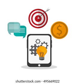 Tablet gears and bulb of office and work design