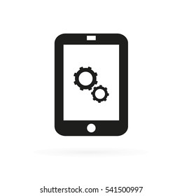 Tablet with gears icon