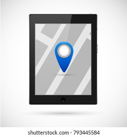 tablet with geolocation map