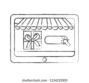 tablet gift box clicking buy online
