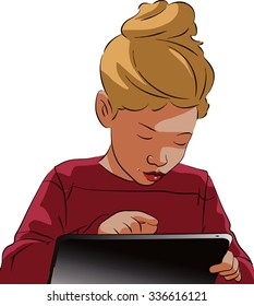 Tablet and girl