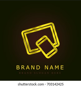 Tablet golden metallic logo