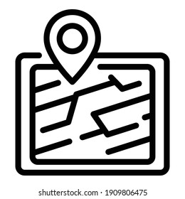 Tablet gps location icon. Outline tablet gps location vector icon for web design isolated on white background